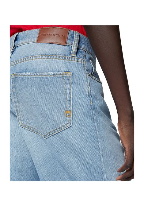 Jeans Pinko donna Estelle Egg 103857 A2E5 Blu cotone egg fit lyocell ampia orlo sfrangiato PINKO | Jeans | 103857 A2E5PJN